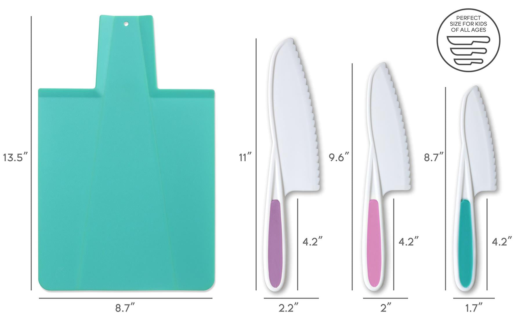 Tovla Jr. Premium Nylon Knives & Foldable Cutting Board Set