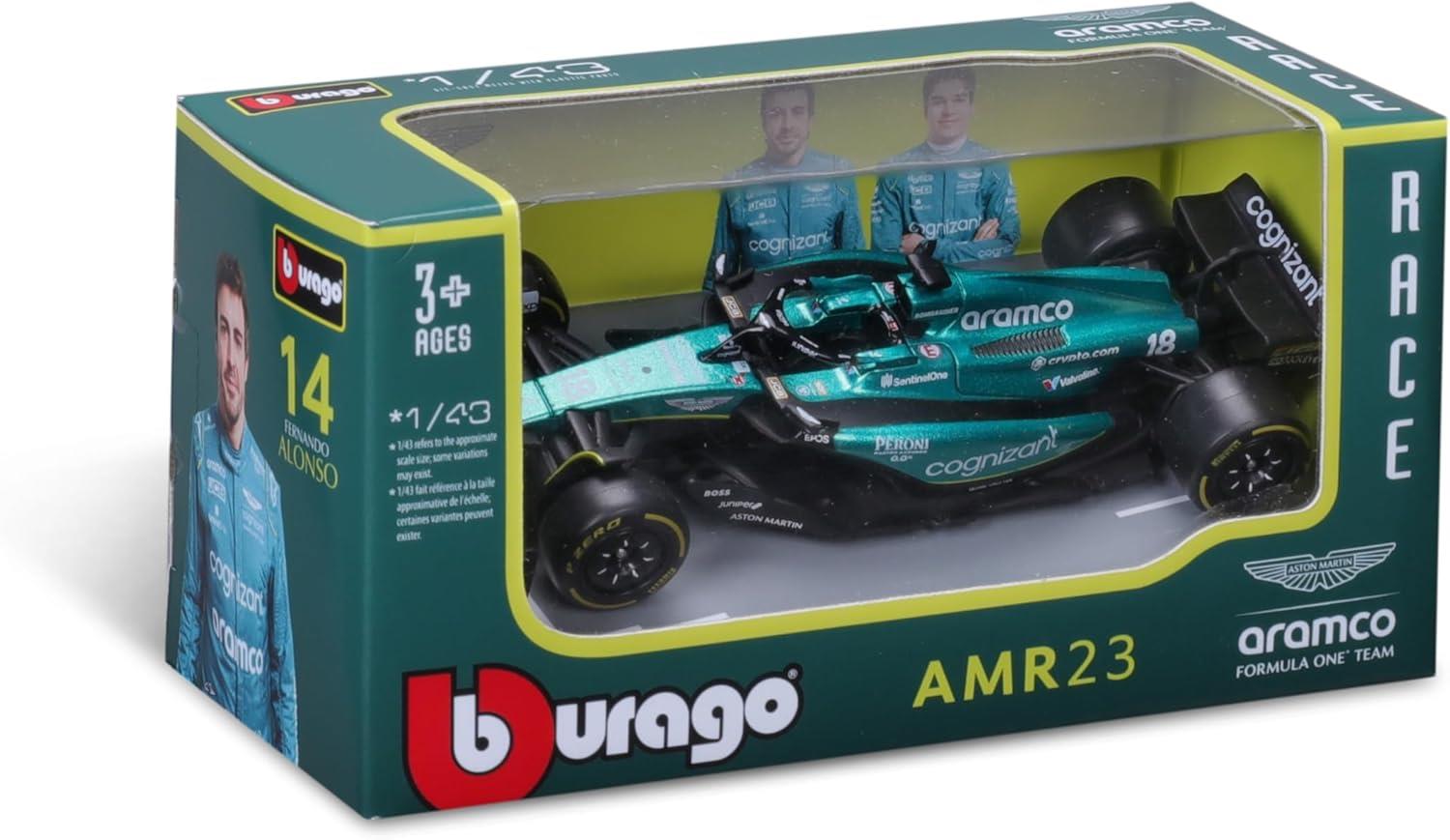 Bhurago Formula 1 1:43 Die-Cast Scale Race Car - Aston Martin