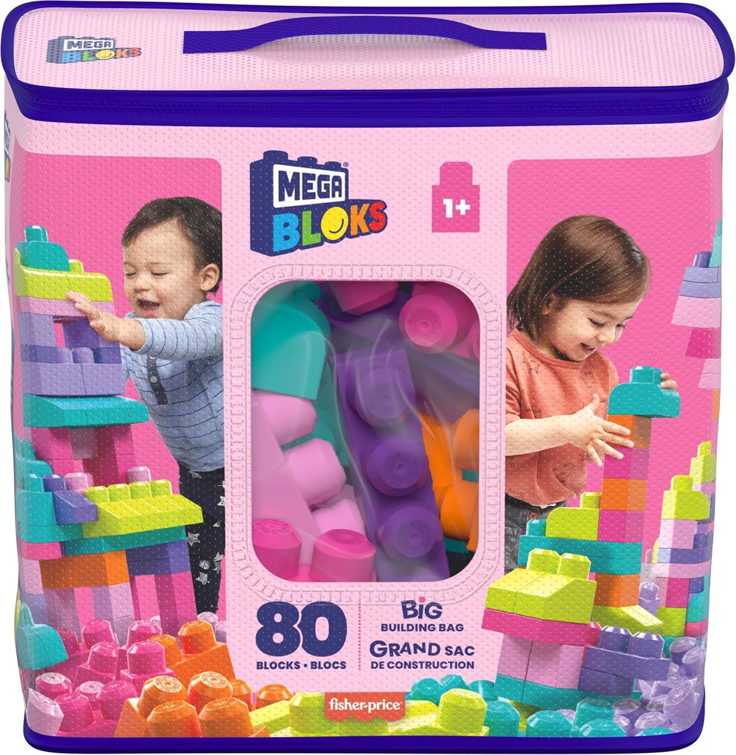 Mega Bloks 80-Piece Building Block Bag – Pink