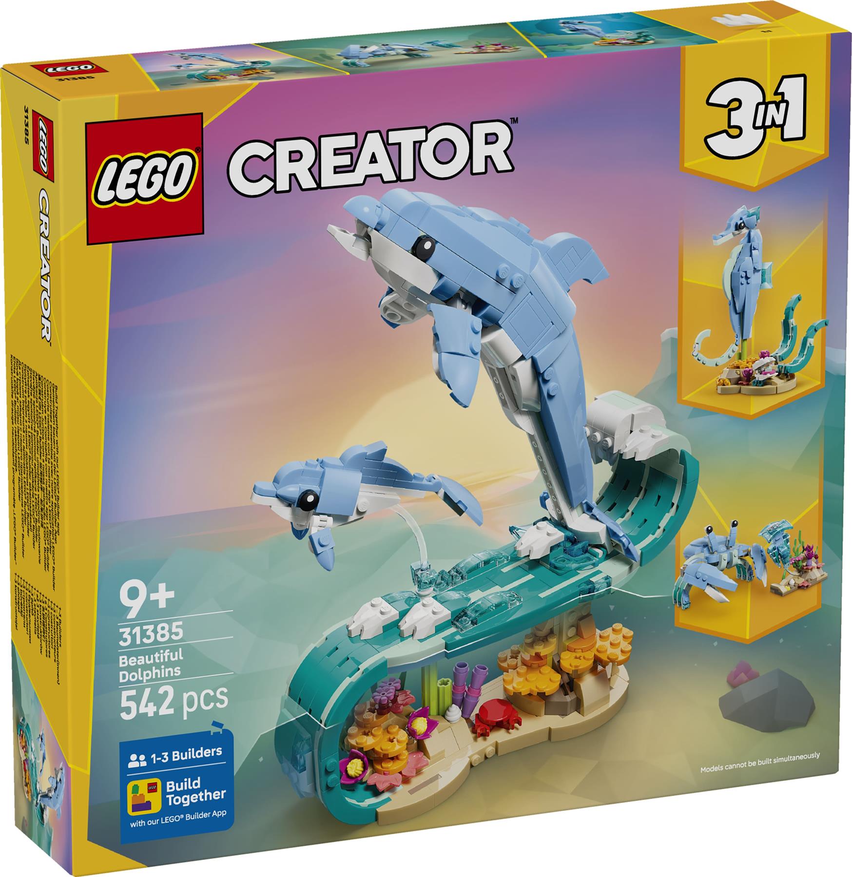 LEGO Creator 3in1 Sea Animals Beautiful Dolphins 31385