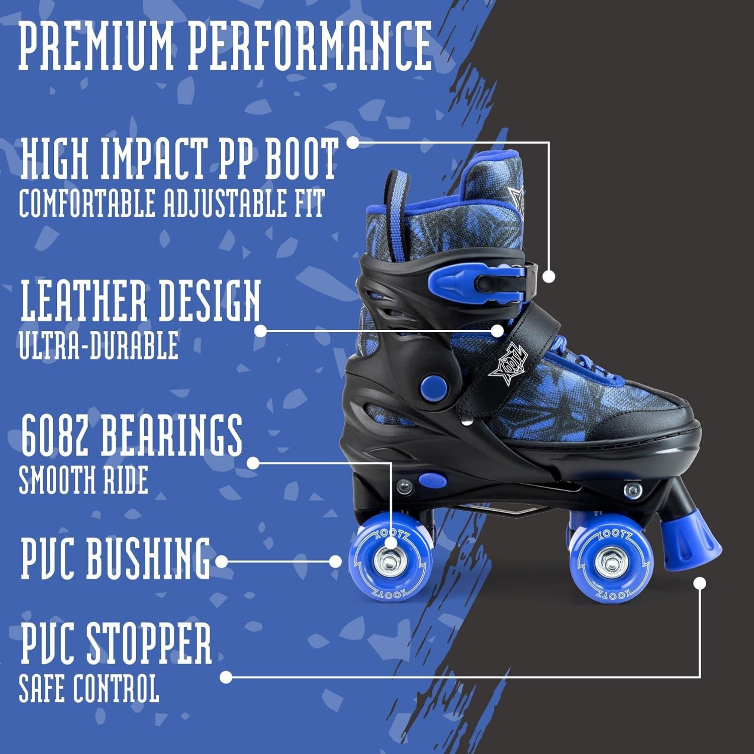 Xootz Semi Soft Jet Roller Skates 9C-12C - Blue