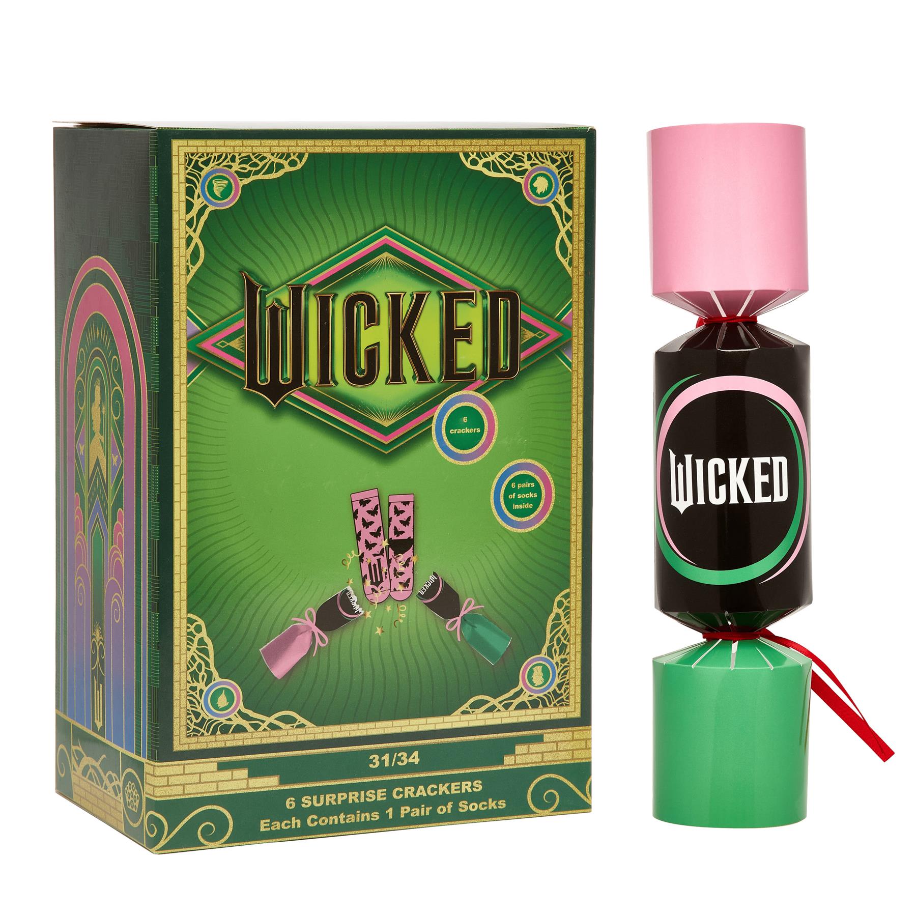 Wicked for Good Christmas Cracker Socks - Pack of 6