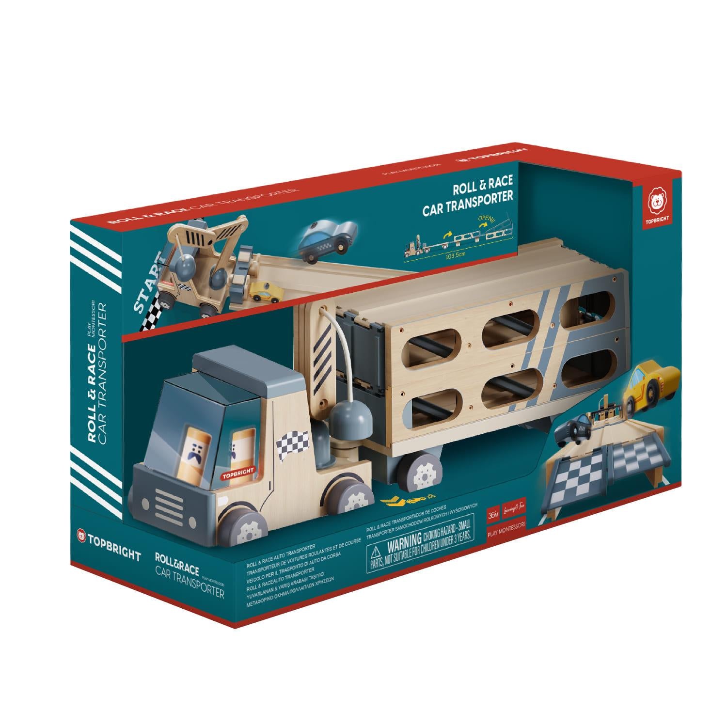 Topbright Wooden Roll & Race Car Transporter