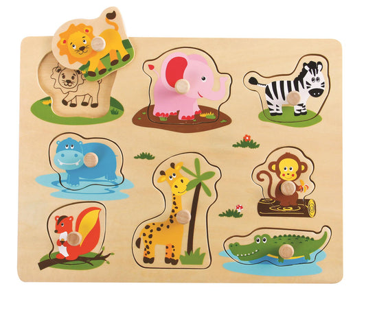 Lelin Wooden Safari Peg Puzzle