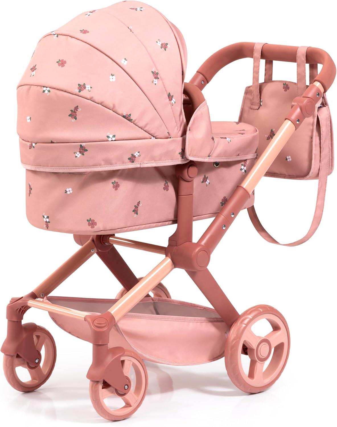 Bayer Dolls Pram Xeo with Fabric Ribbon - Pink