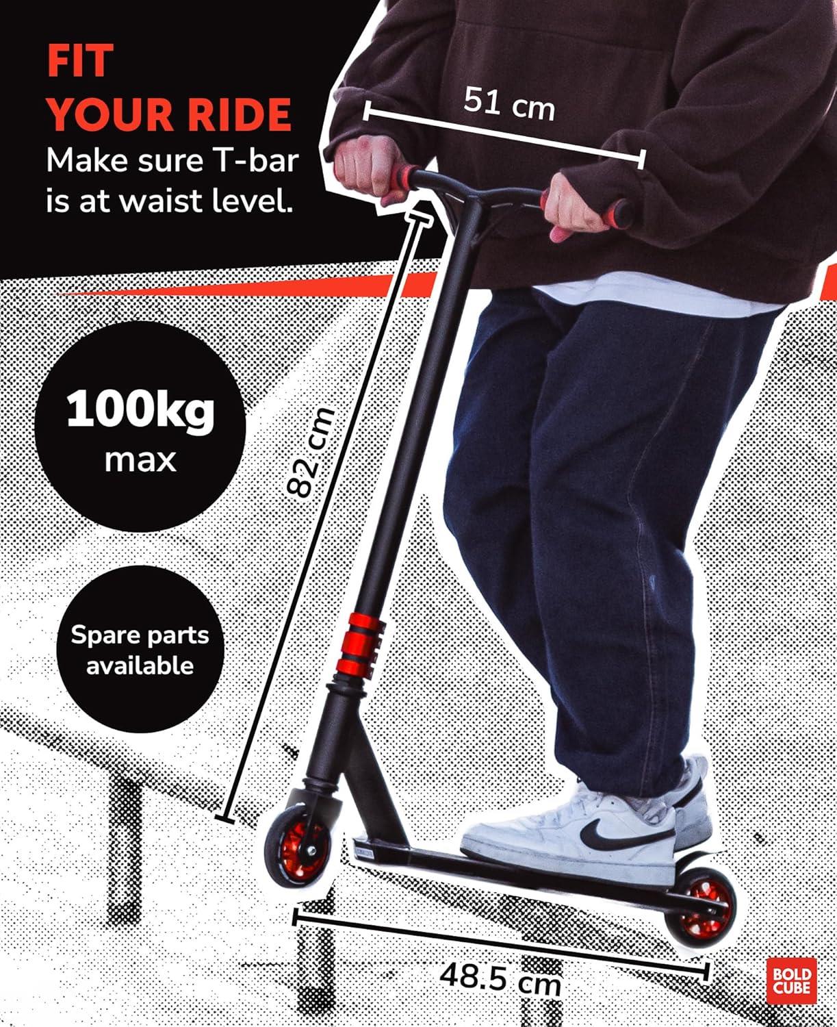 Boldcube Deluxe Stunt Scooter - Black Fire