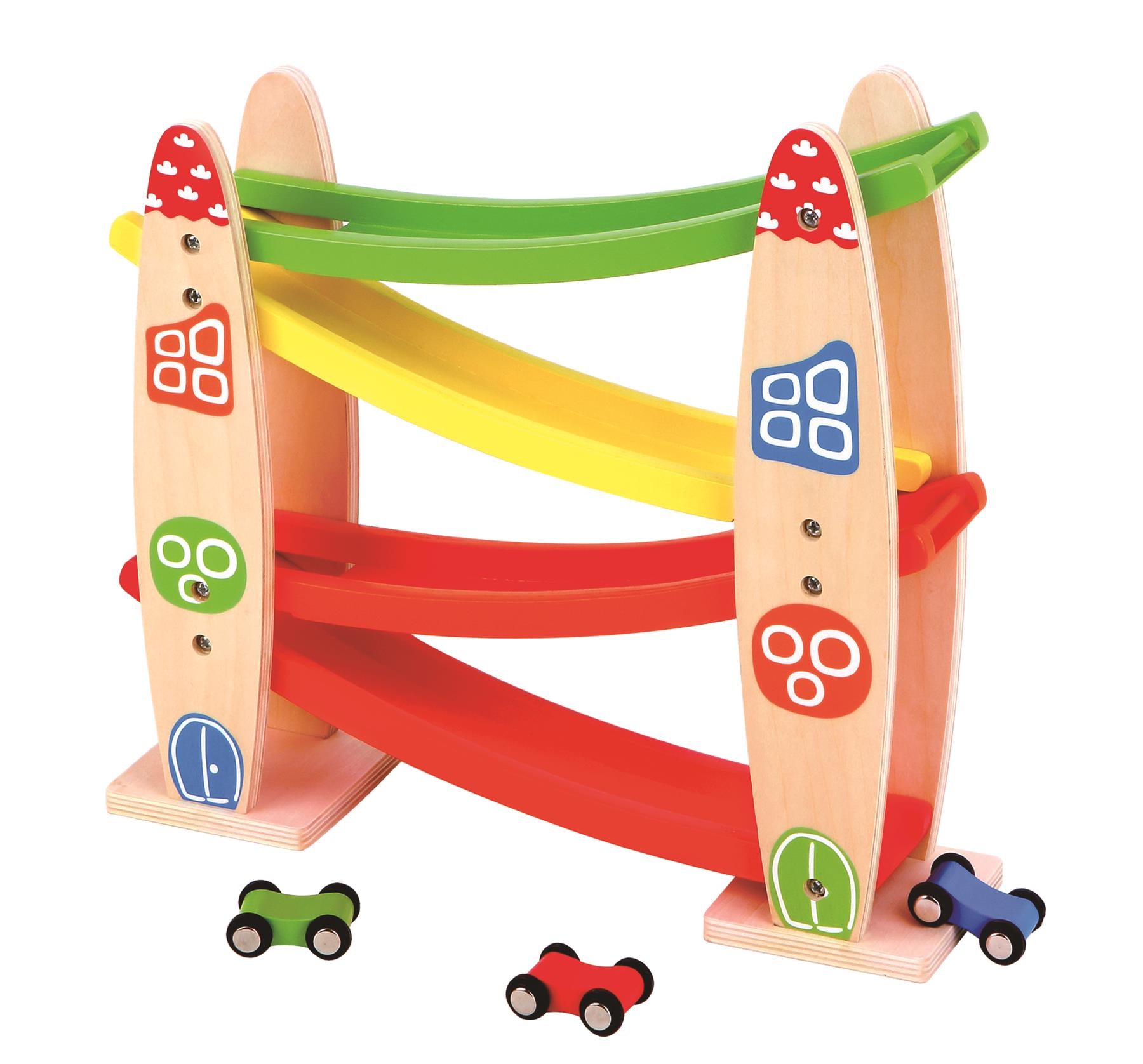 Lelin Wooden Rolling Rocket Car Racing Ramp
