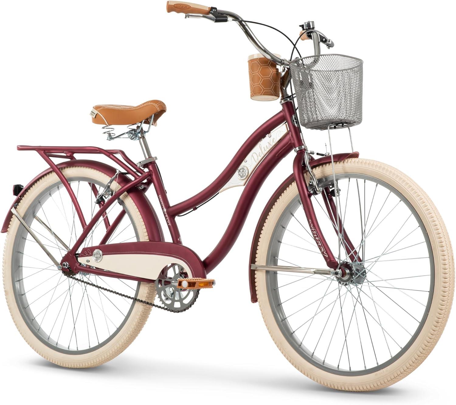 Huffy Deluxe 26 Inch Cruiser Hybrid City Bike - Dark Berry