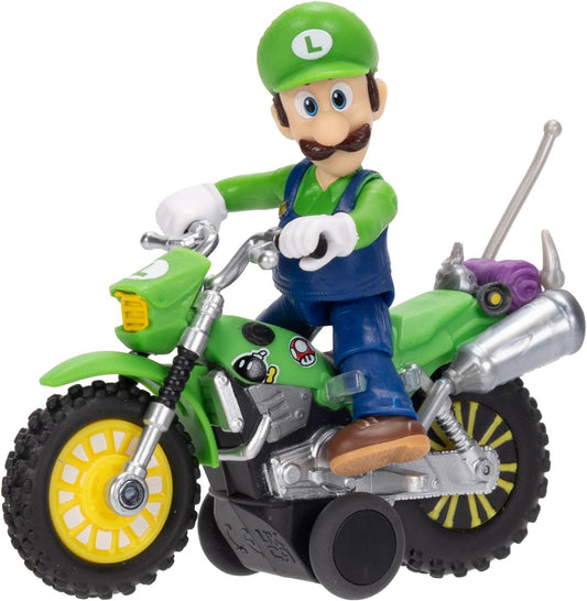 Super Mario 2.5 Inch Figure with Pull Back Motorcycle – Luigi