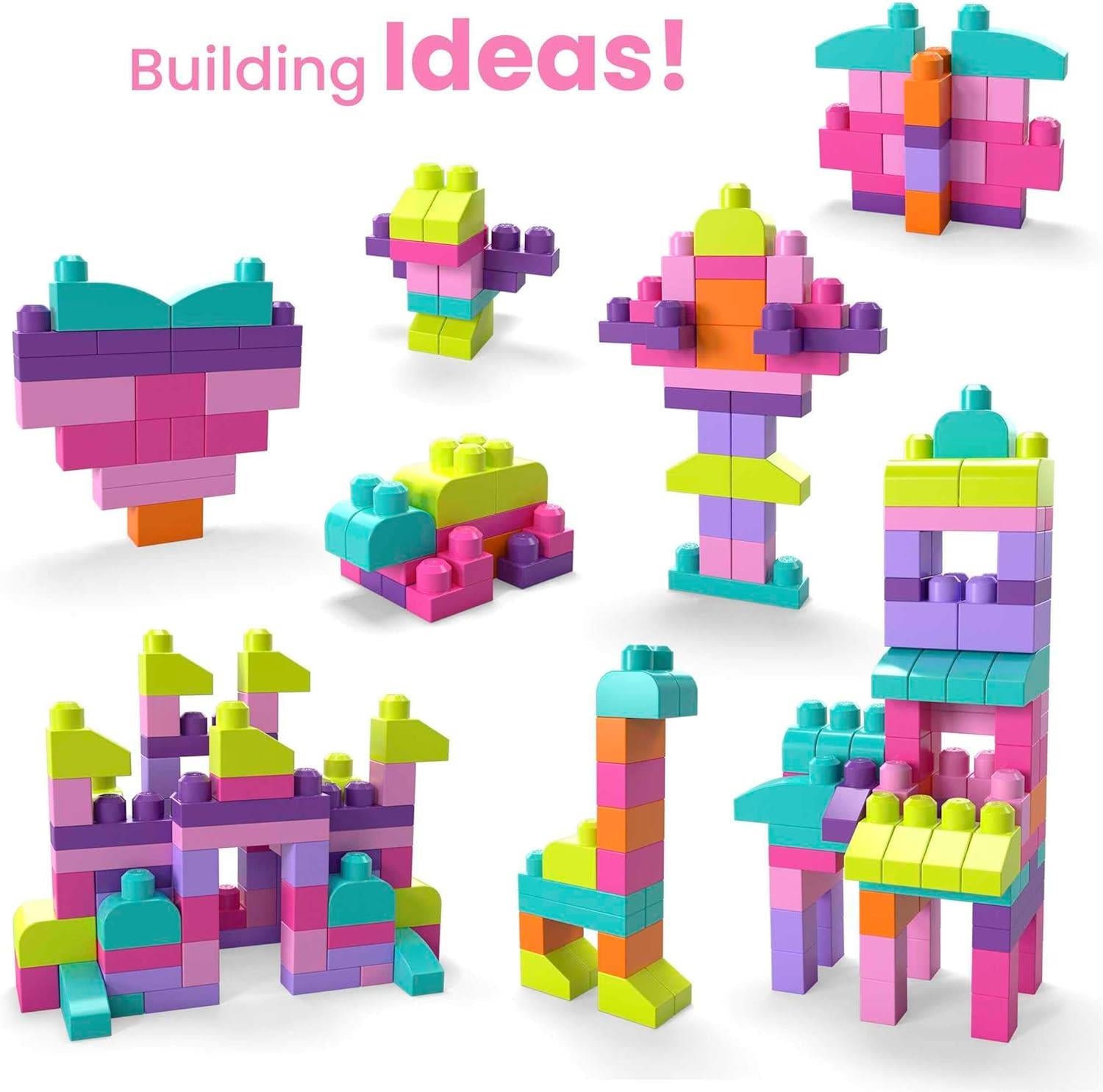 Mega Bloks 80-Piece Building Block Bag – Pink