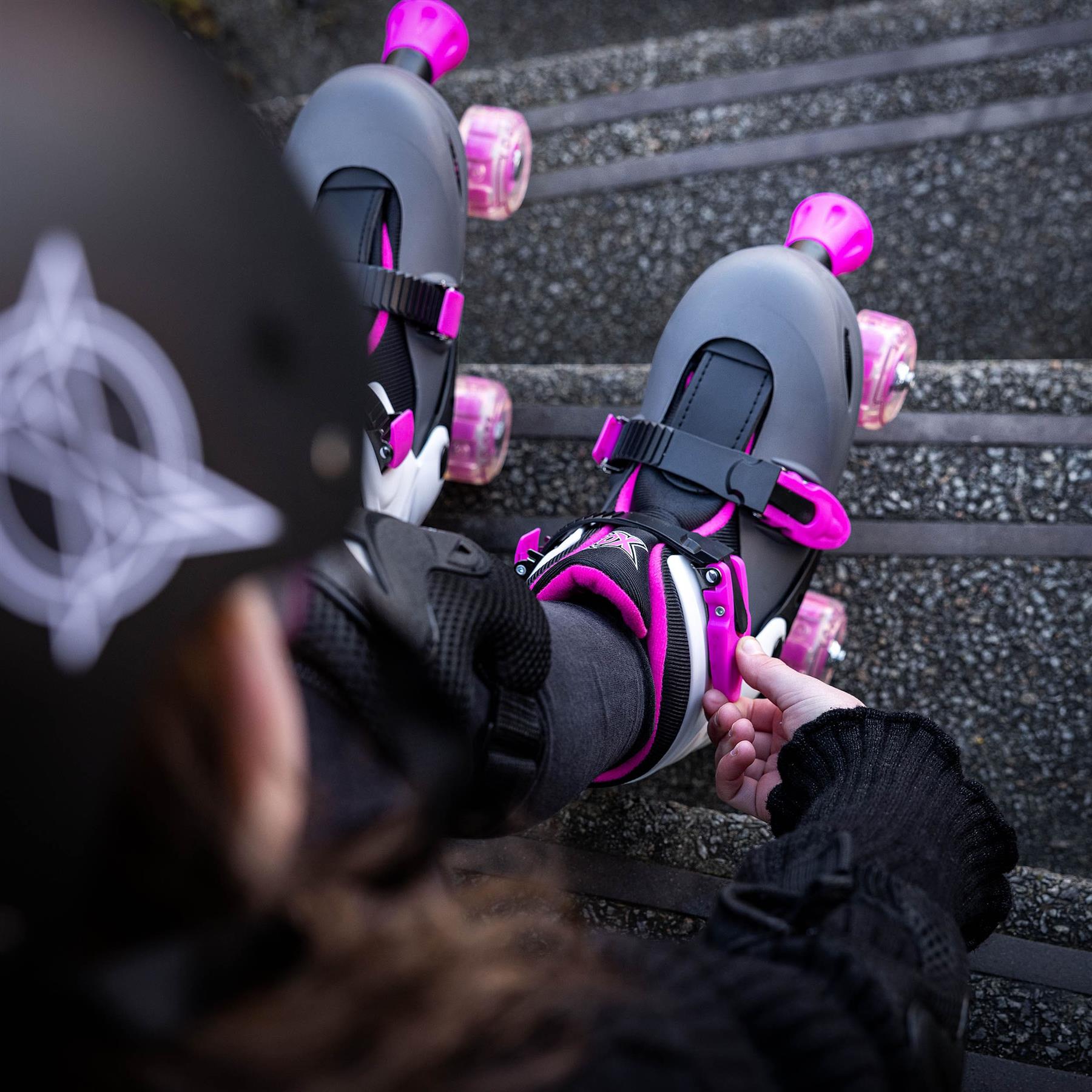 Xootz Quad Led Pink Skates - Medium