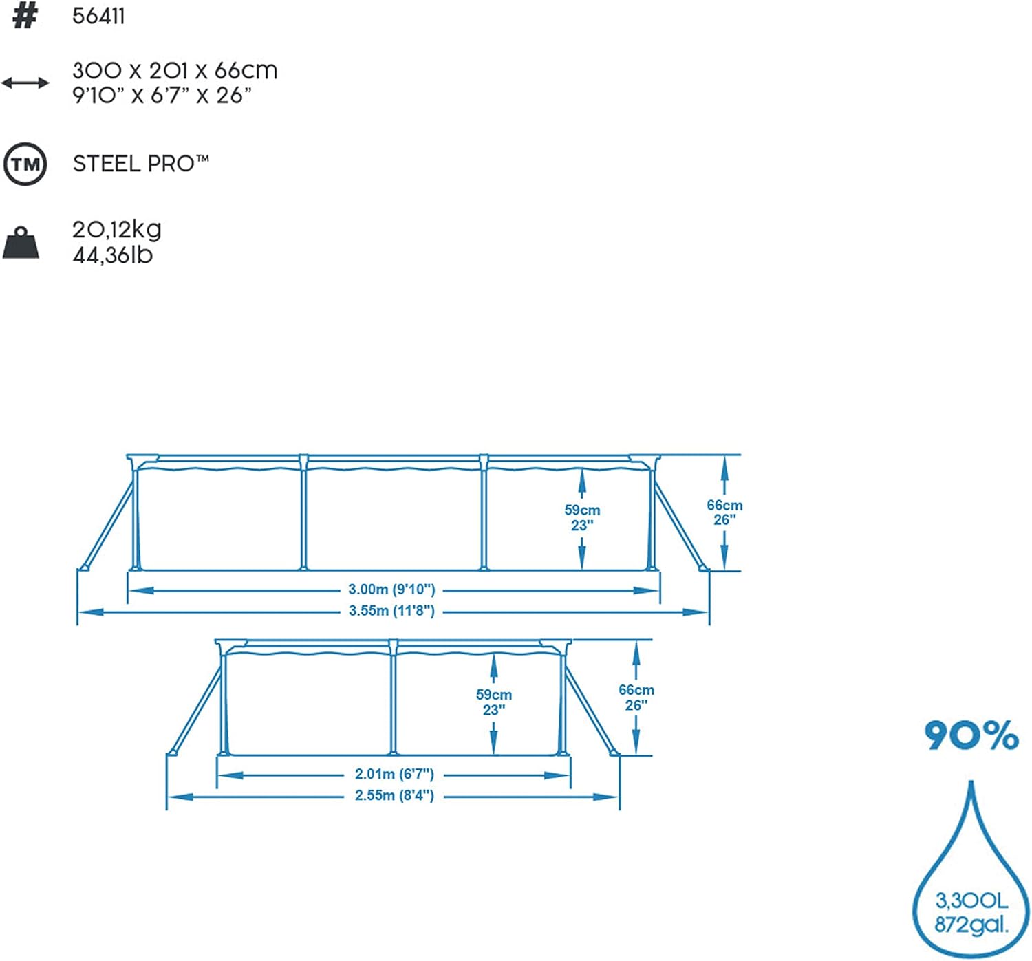 Bestway Steel Pro Rectangular Pool with Filter Pump