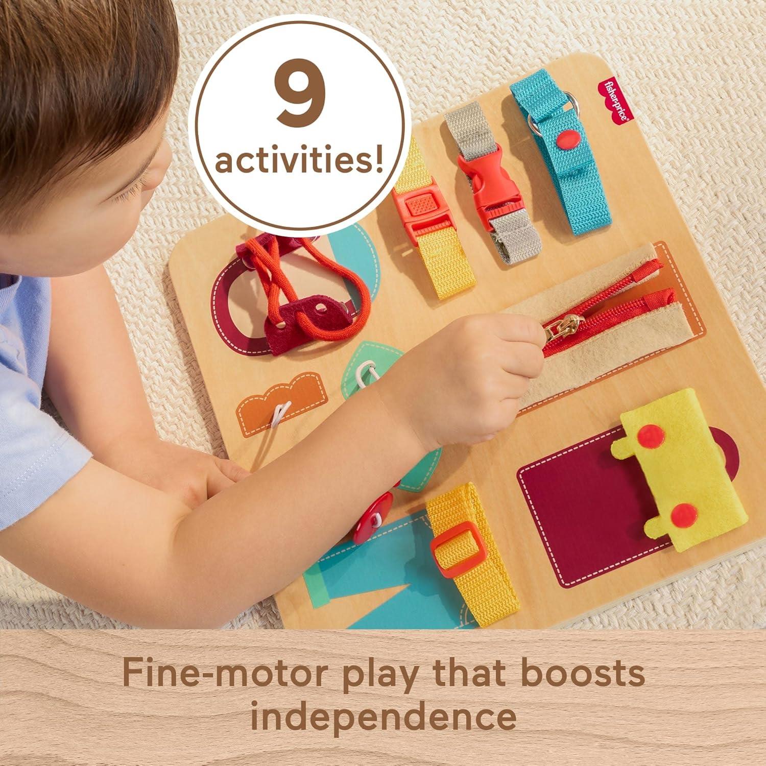 Fisher-Price Montessori Wooden Dressing Busy Board