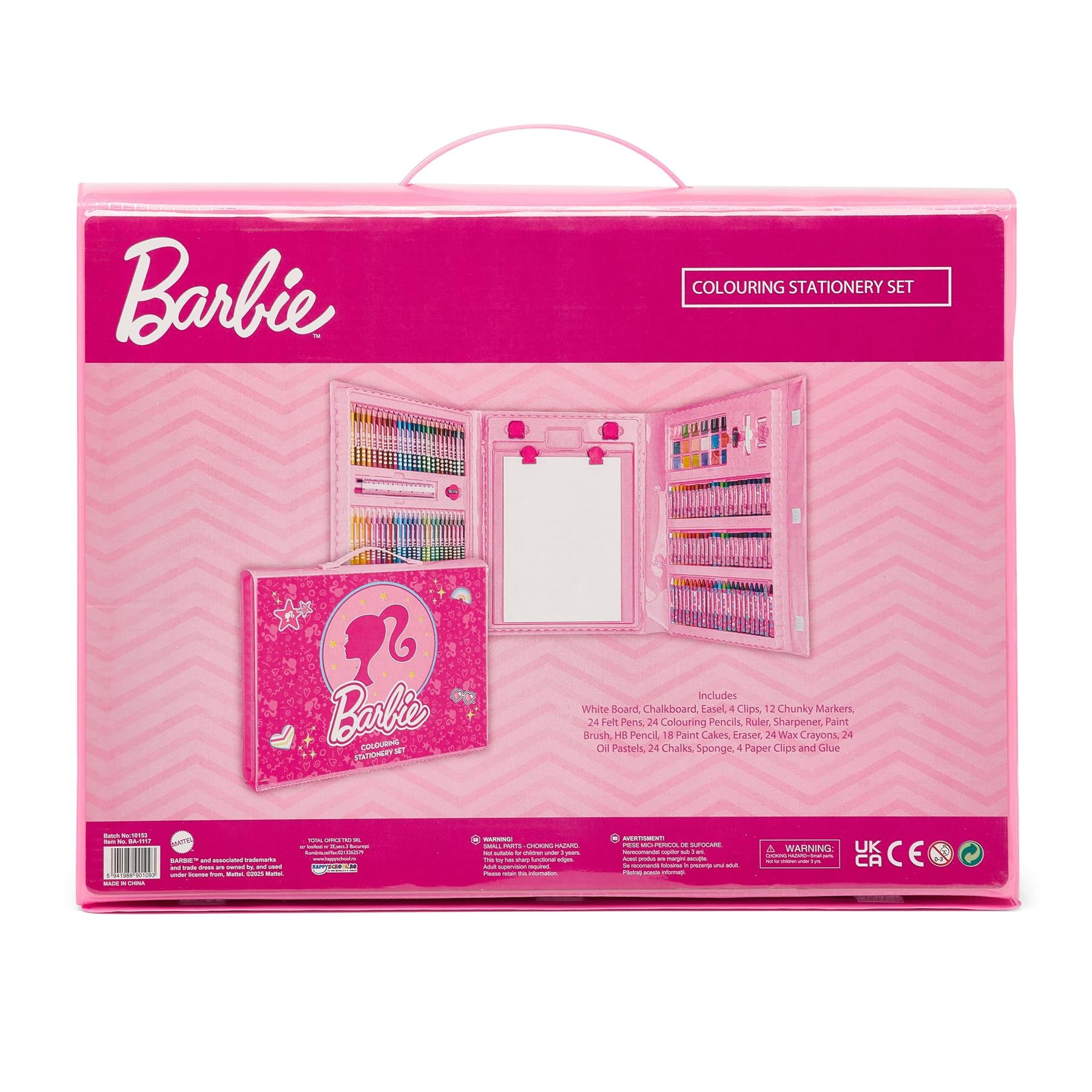 Barbie 162 Piece Childrens Easel Set with Whiteboard, Chalkboard & Accessories