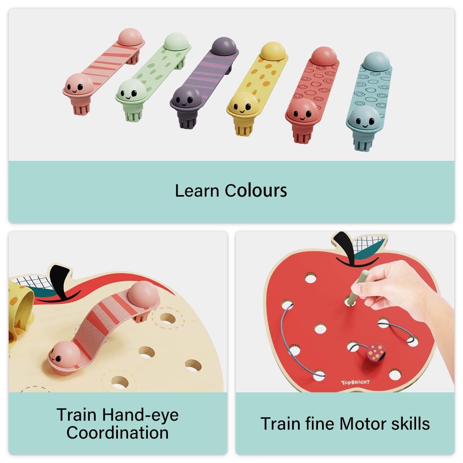 Topbright Wooden Apple Worms