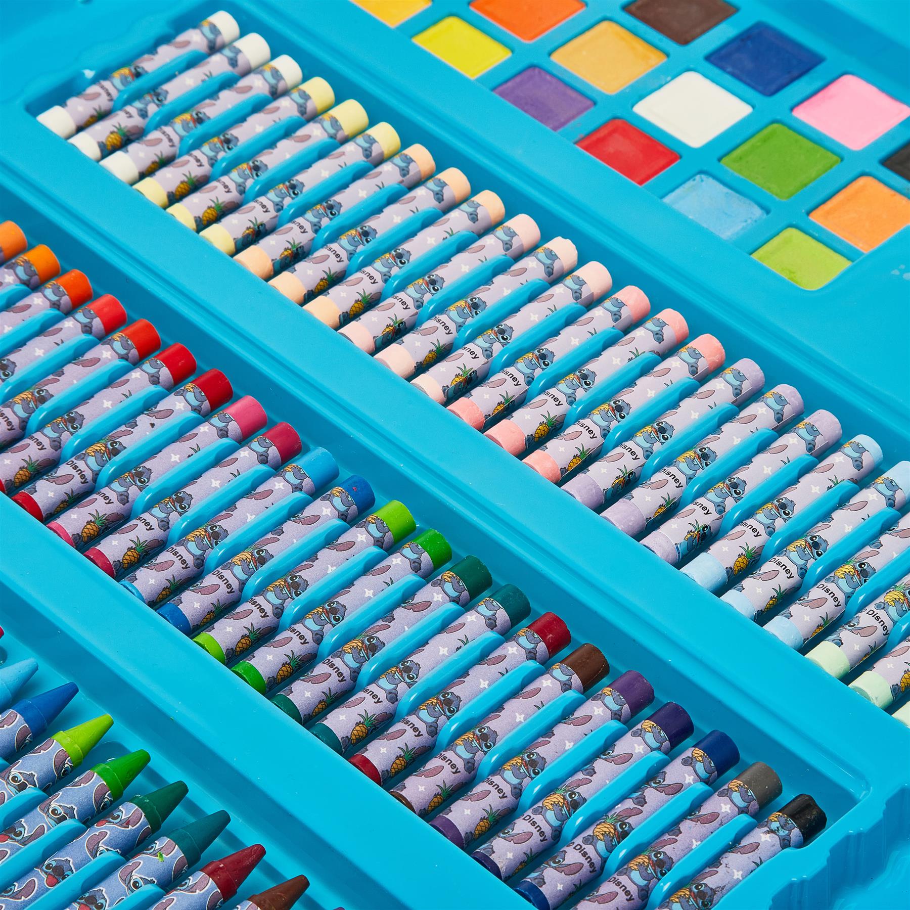 Disney Stitch 162 Piece Childrens Easel Set with Whiteboard, Chalkboard and Accessories