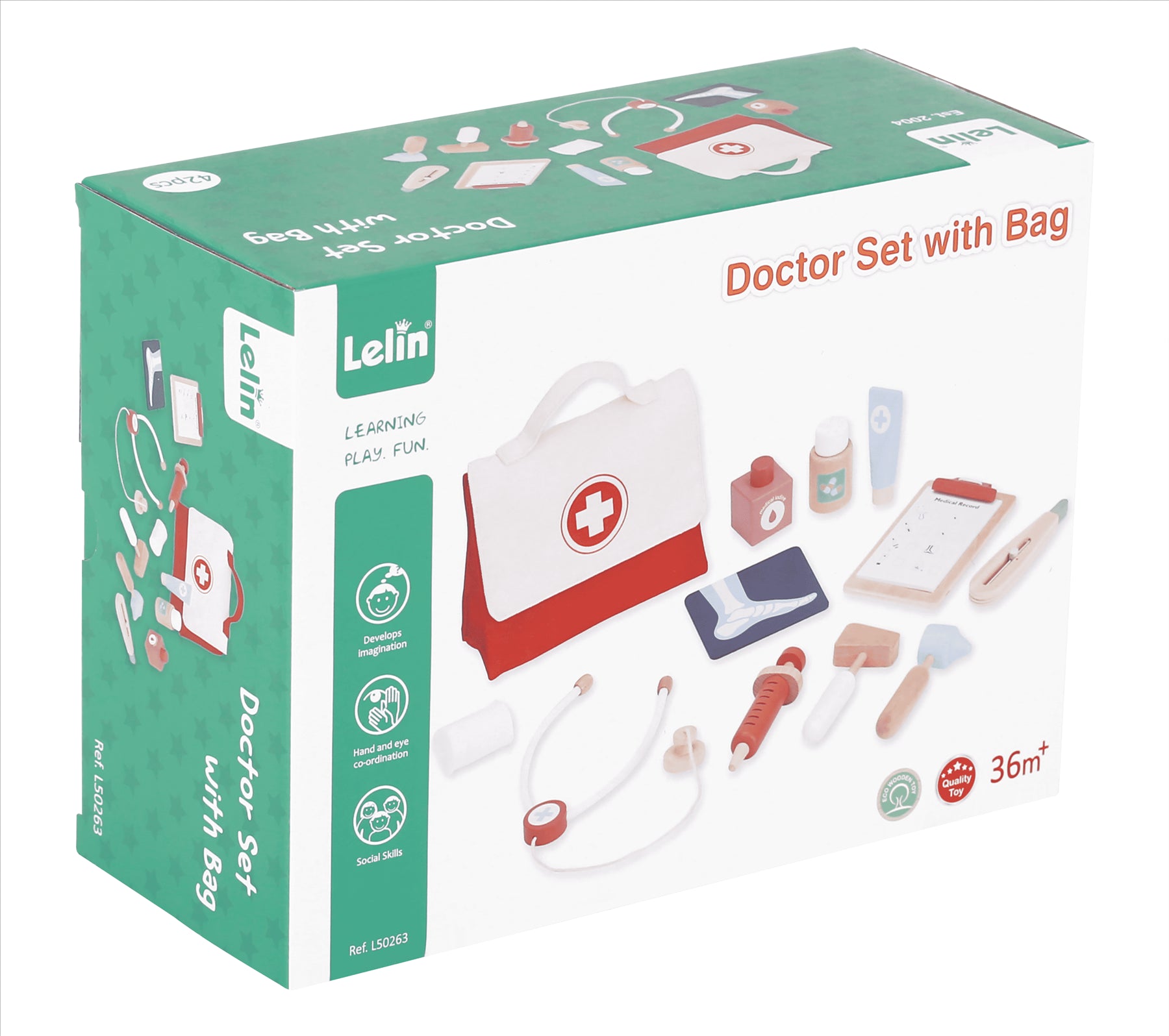 Lelin Wooden Doctor Set with Bag Playset