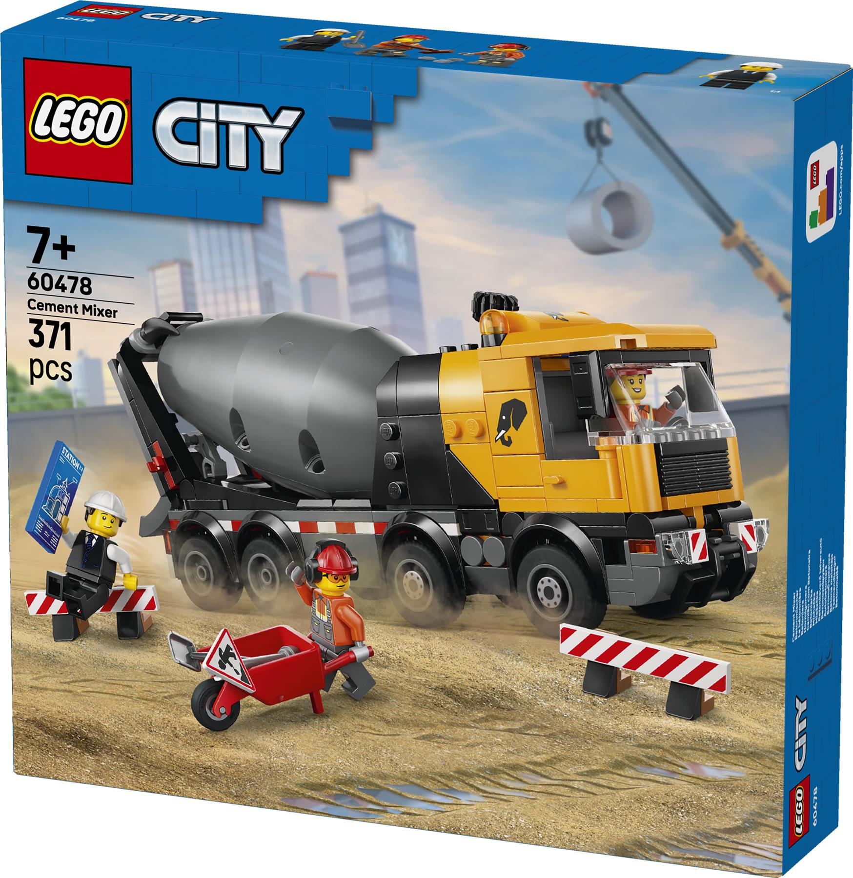 LEGO City Cement Mixer Truck Construction Toy 60478