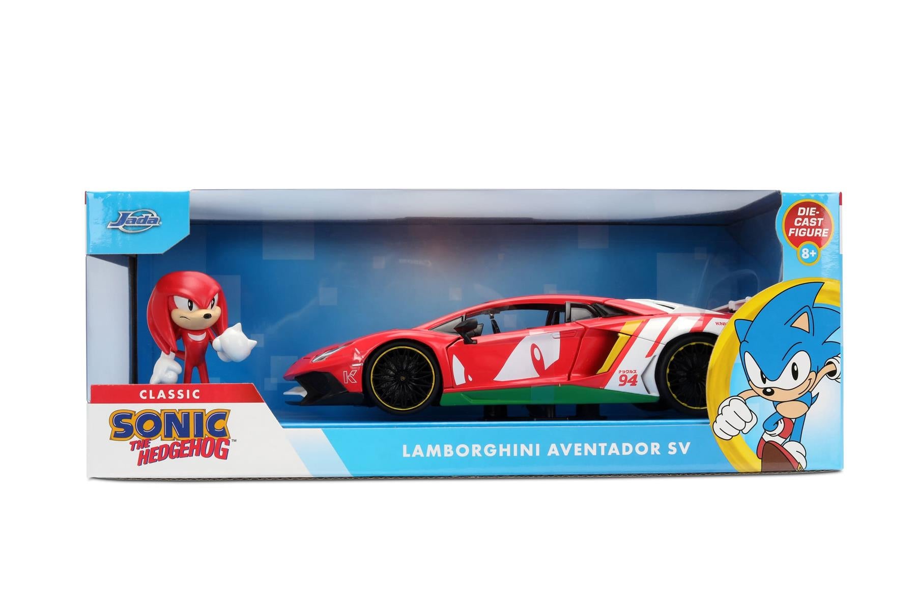 Sonic Lamborghini Aventador 1:24 Scale Die Cast Vehicle with Knuckles Figure