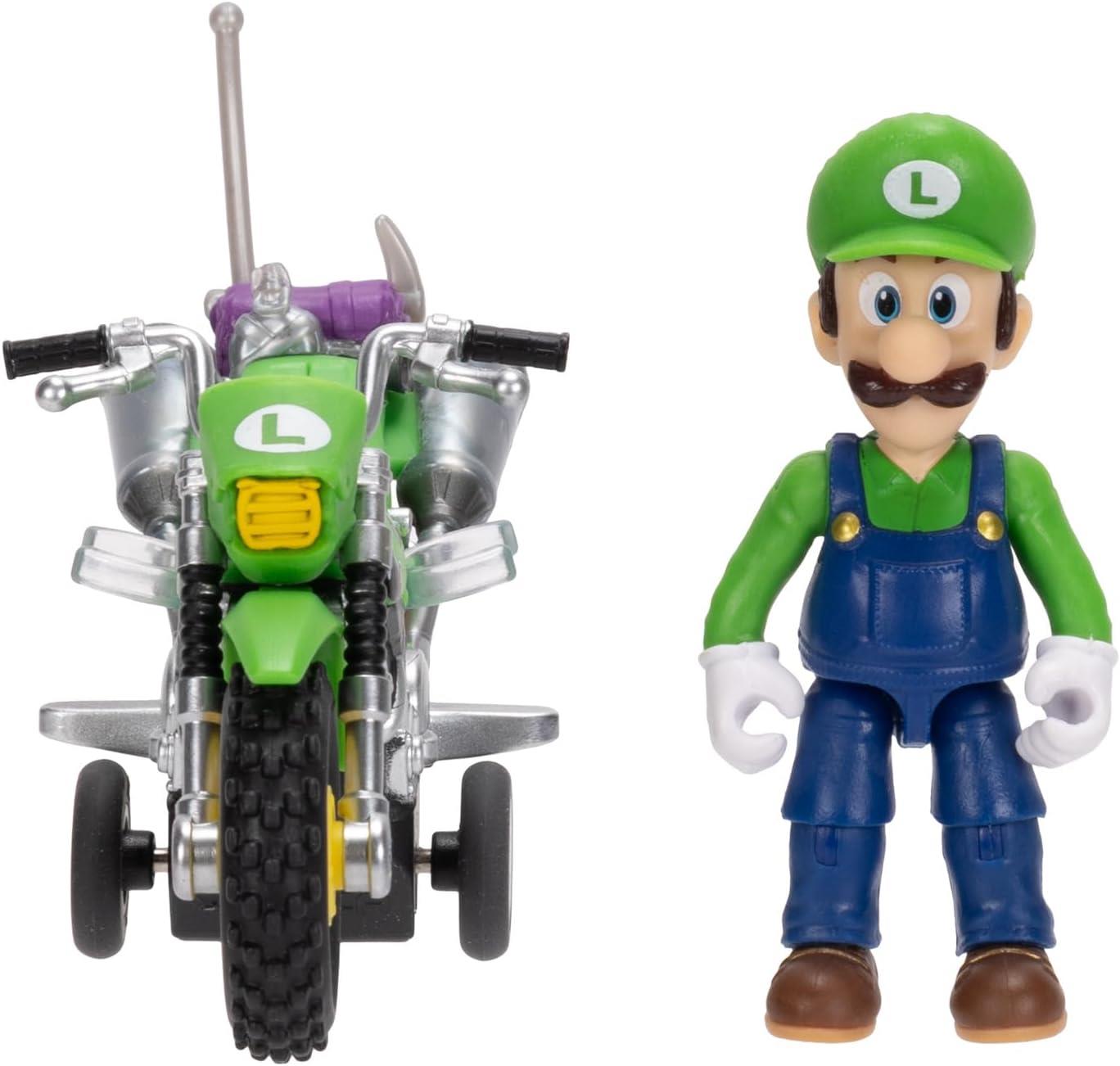 Super Mario 2.5 Inch Figure with Pull Back Motorcycle – Luigi