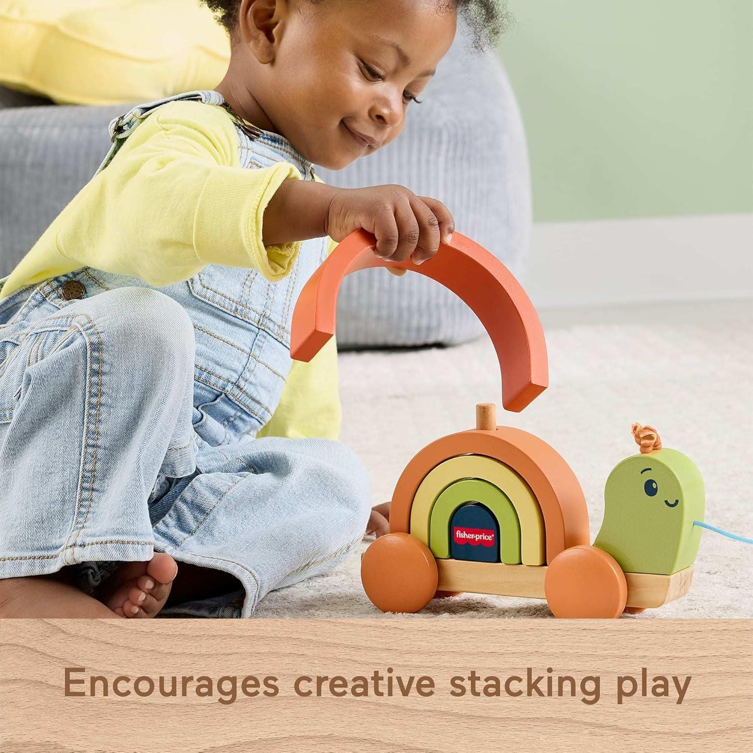 Fisher-Price Tiny Garden Wooden Pull-Along Stacking Snail Toddler