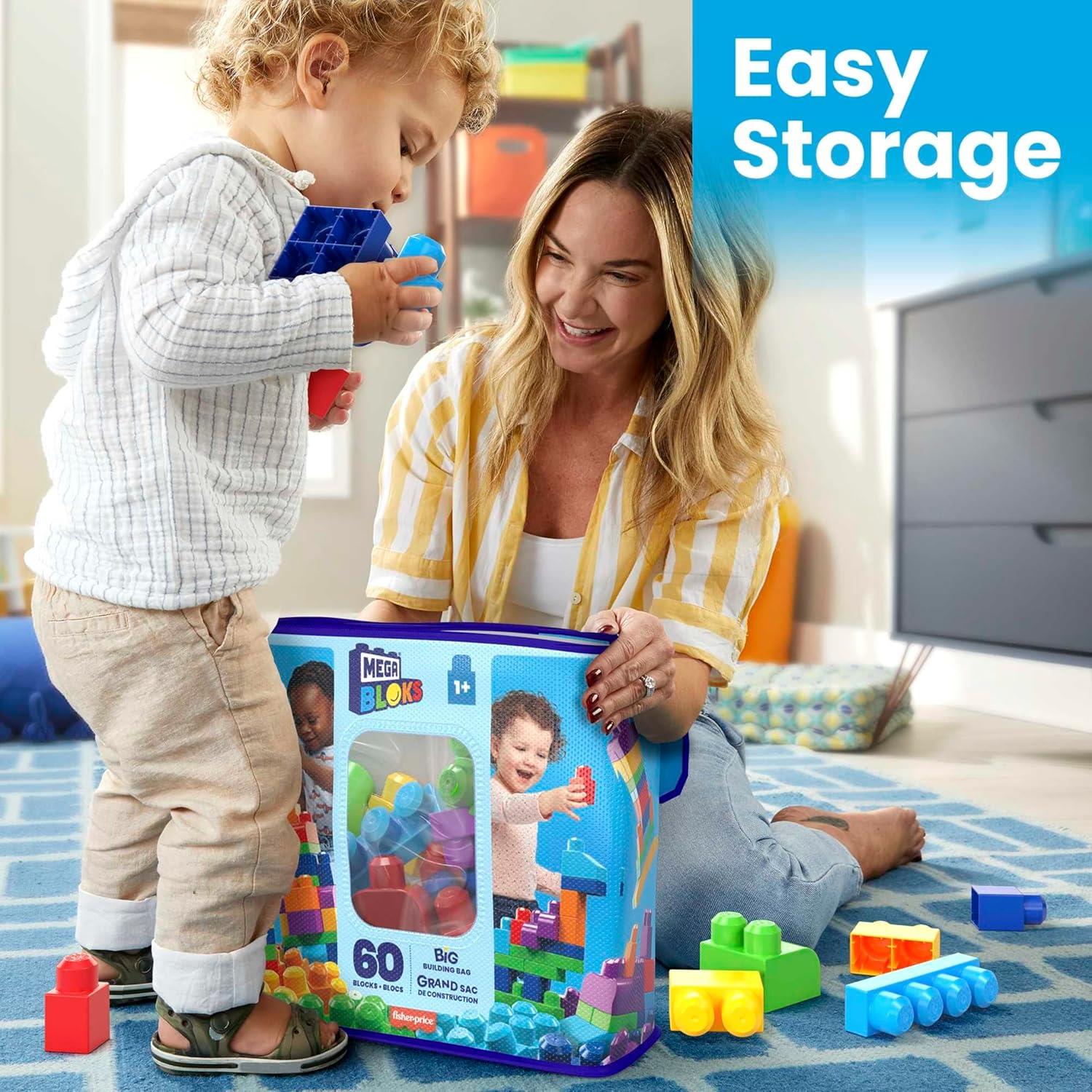 MEGA Bloks Big Building Bag 60 Piece - Blue