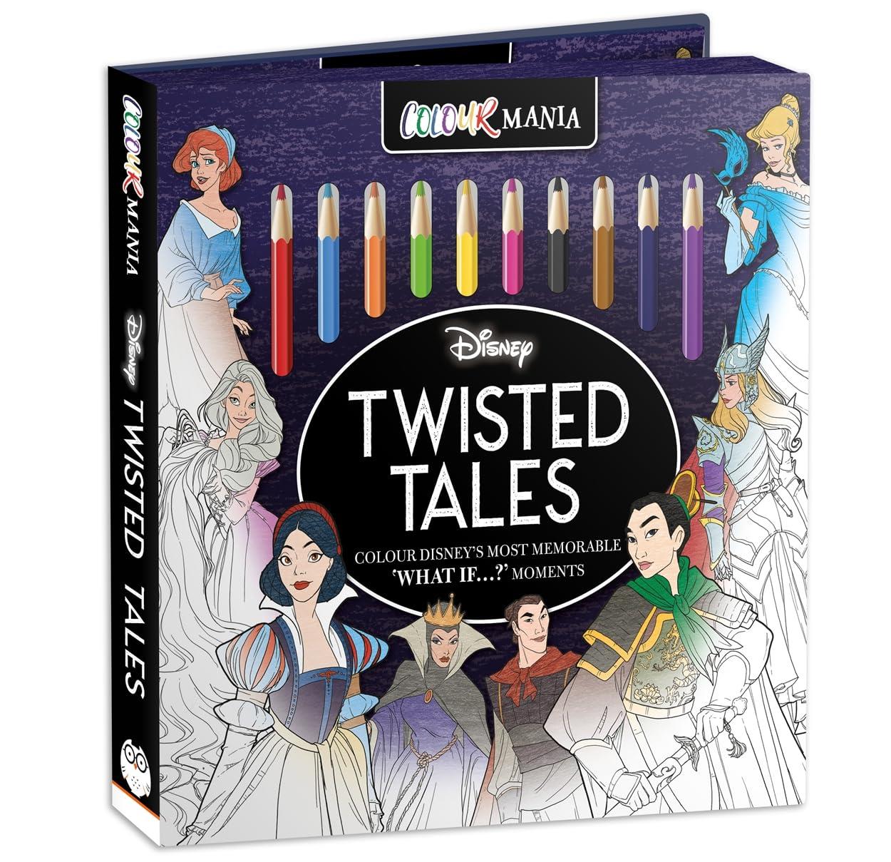 Colourmania Disney Twisted Tales Colouring Book & Pencil Set
