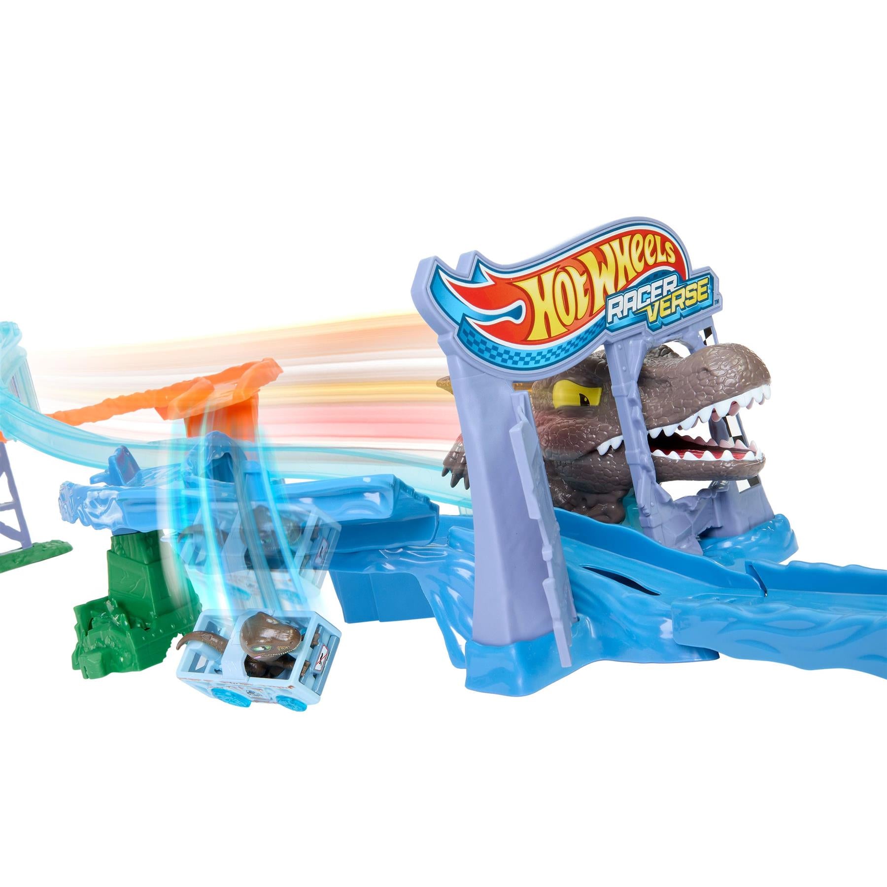 Hot Wheels RacerVerse Jurassic World Crash & Splash Track Set