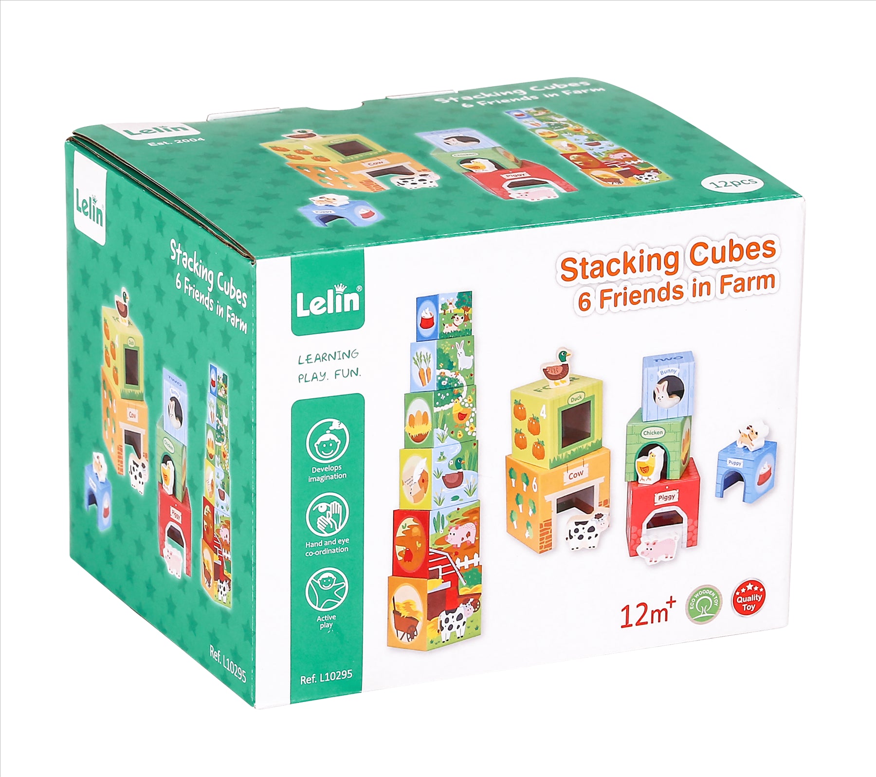 Lelin Wooden Stacking Cubes - Farm Animals