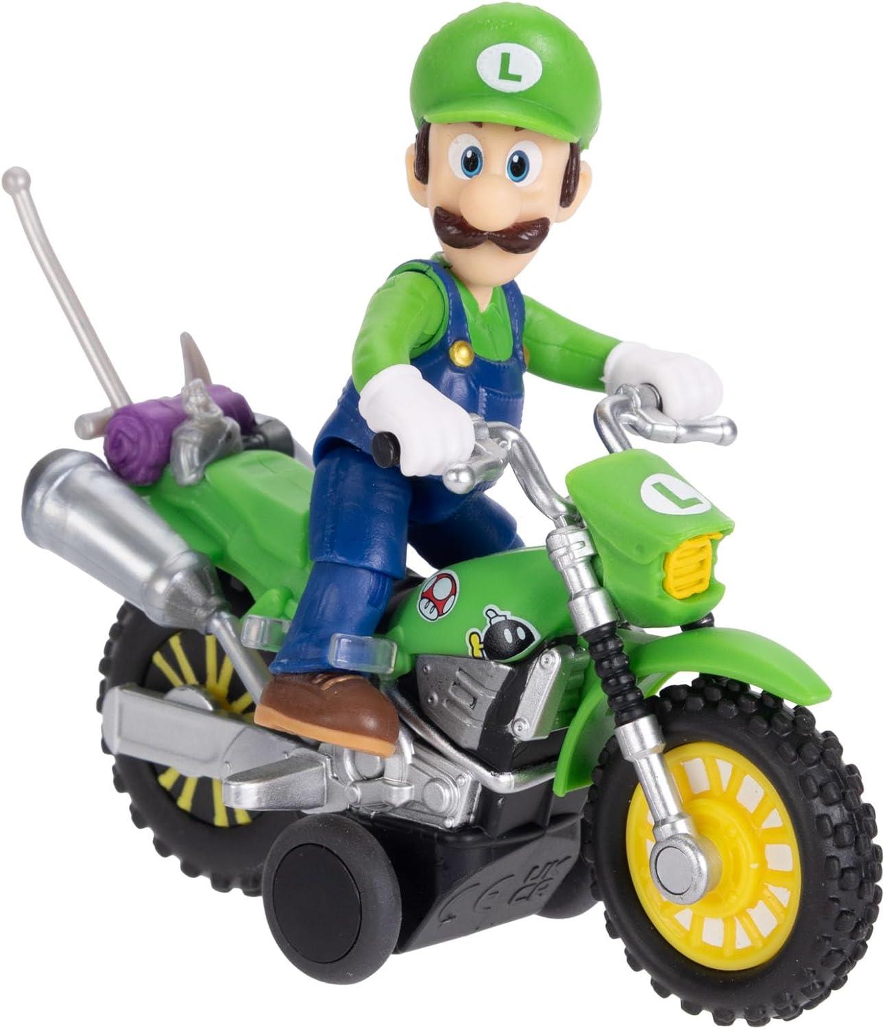 Super Mario 2.5 Inch Figure with Pull Back Motorcycle – Luigi
