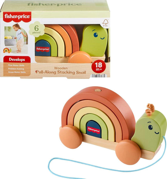 Fisher-Price Tiny Garden Wooden Pull-Along Stacking Snail Toddler