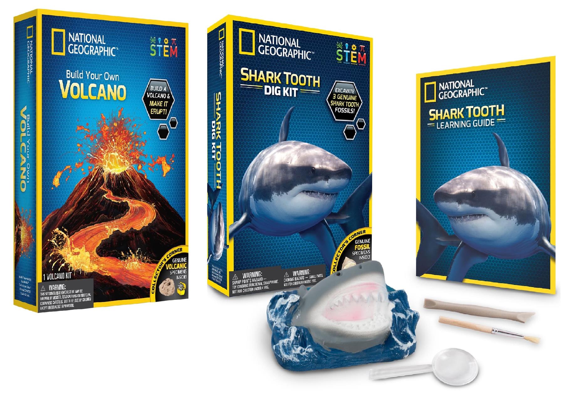 National Geographic Volcano & Shark Dig Kit Bundle