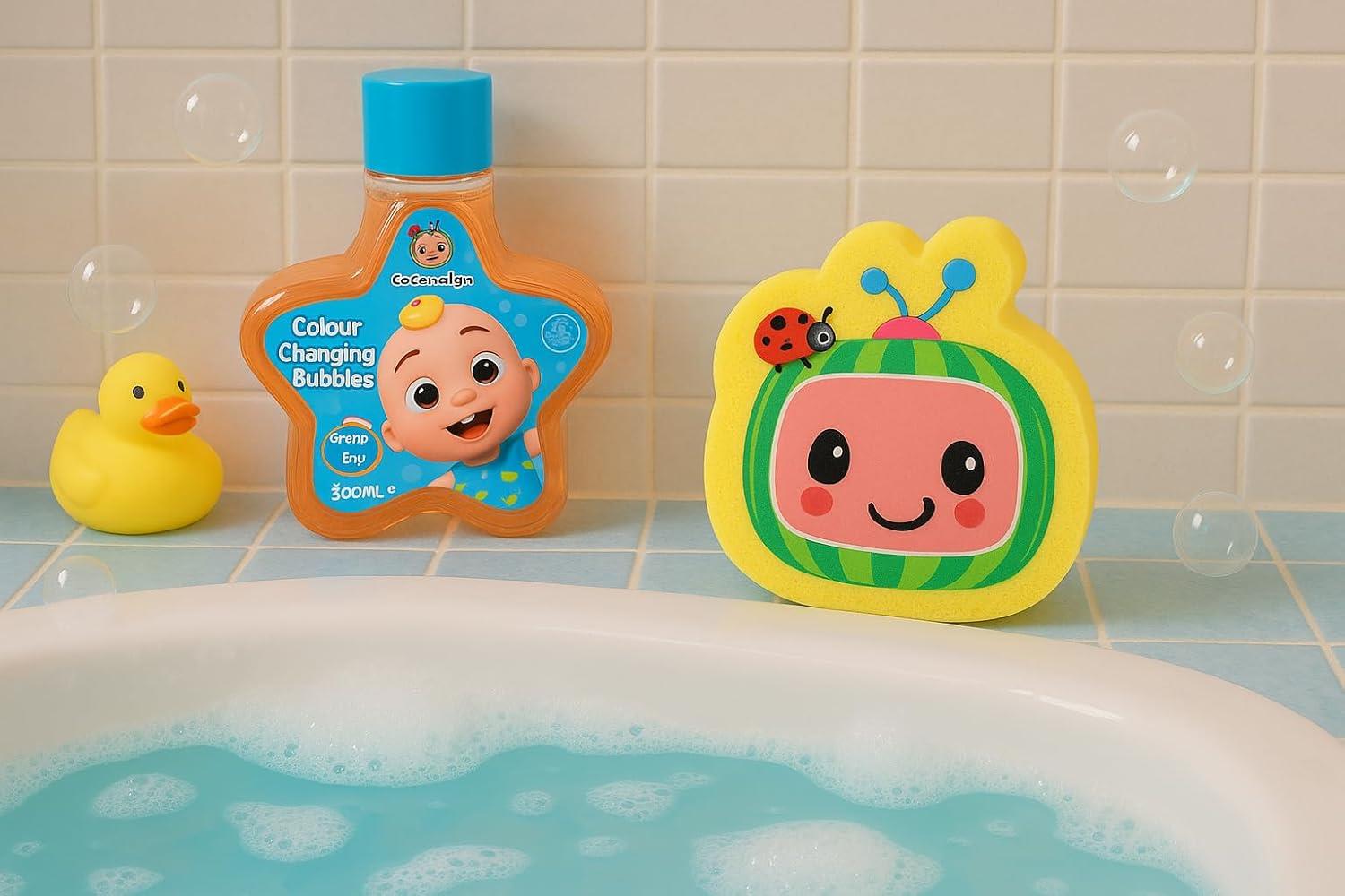 Cocomelon 350ml Bubble Bath & Bath Sponge Set