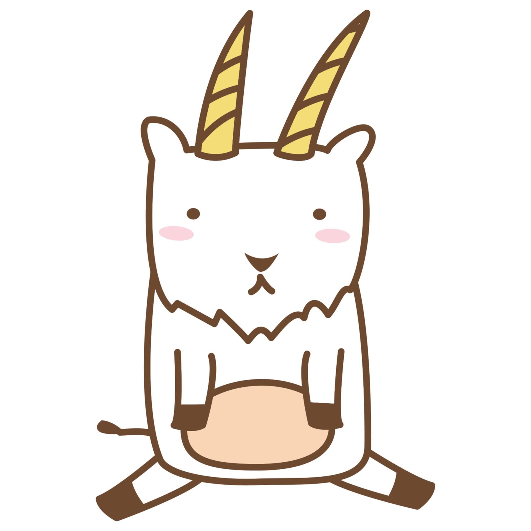 Cartoon goat with yellow horns on a white background