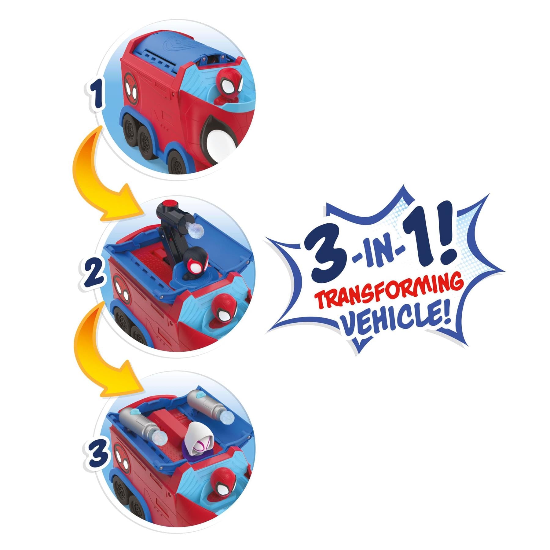 Marvel Spidey and His Amazing Friends Web Spinning Hauler 8 Inch 3-In-1 Transforming Vehicle