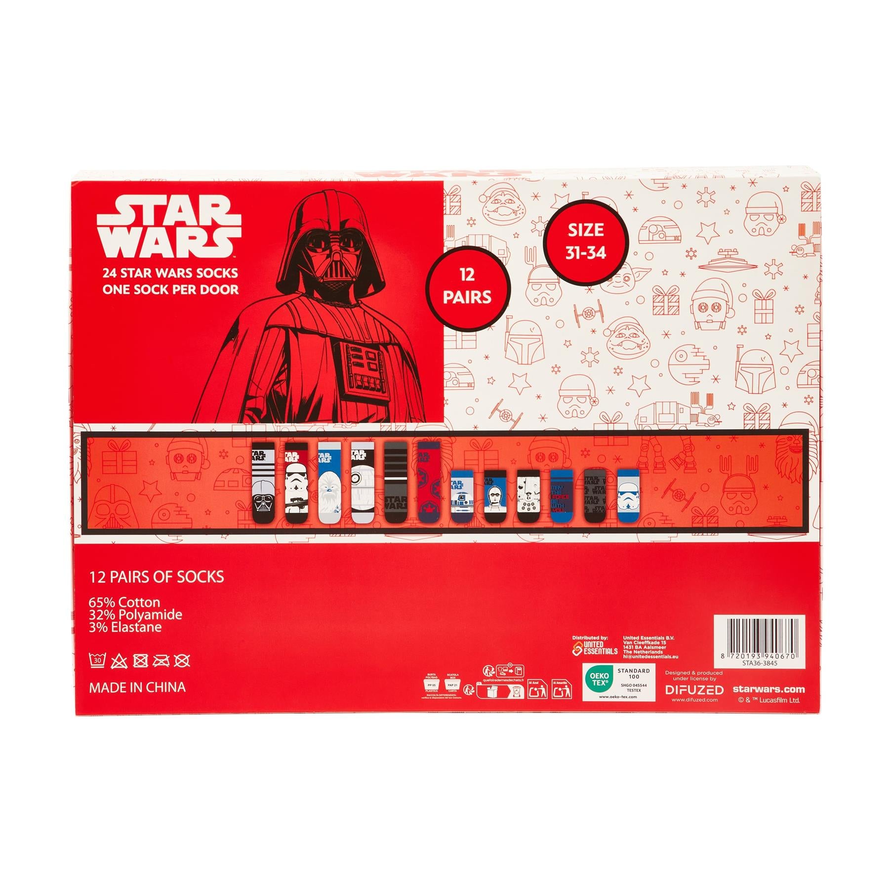Star Wars 24-Day Sock Advent Calendar - 12 pairs