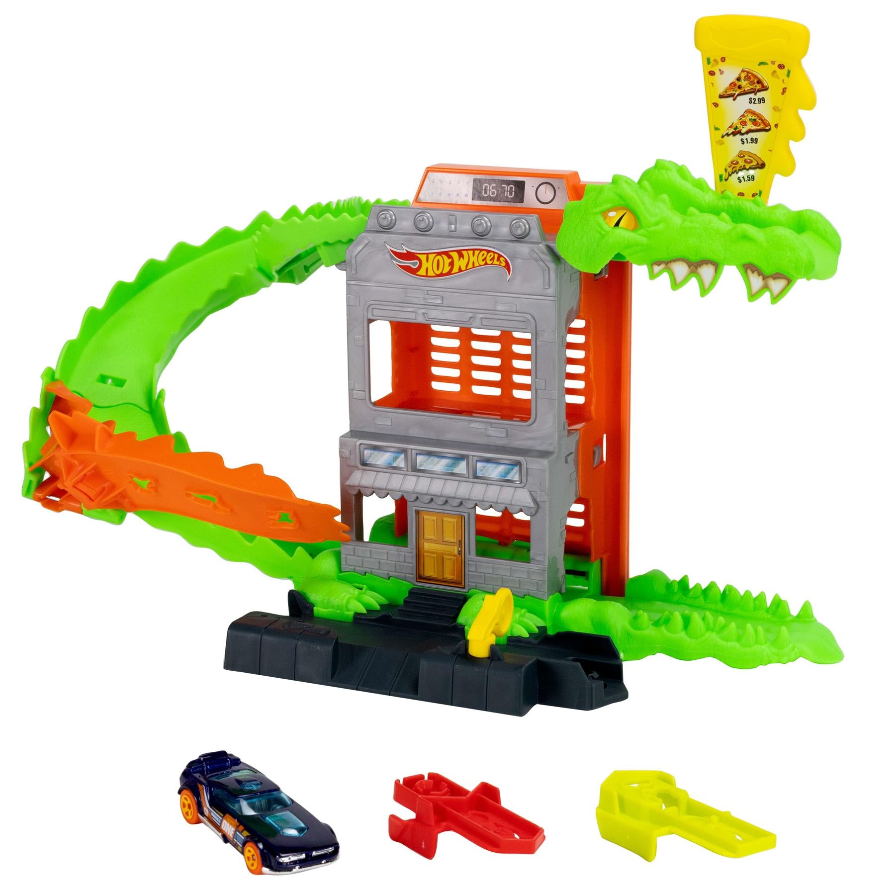 Hot Wheels City Croc Pizza Attack Playset & 1:64 Scale Toy Car