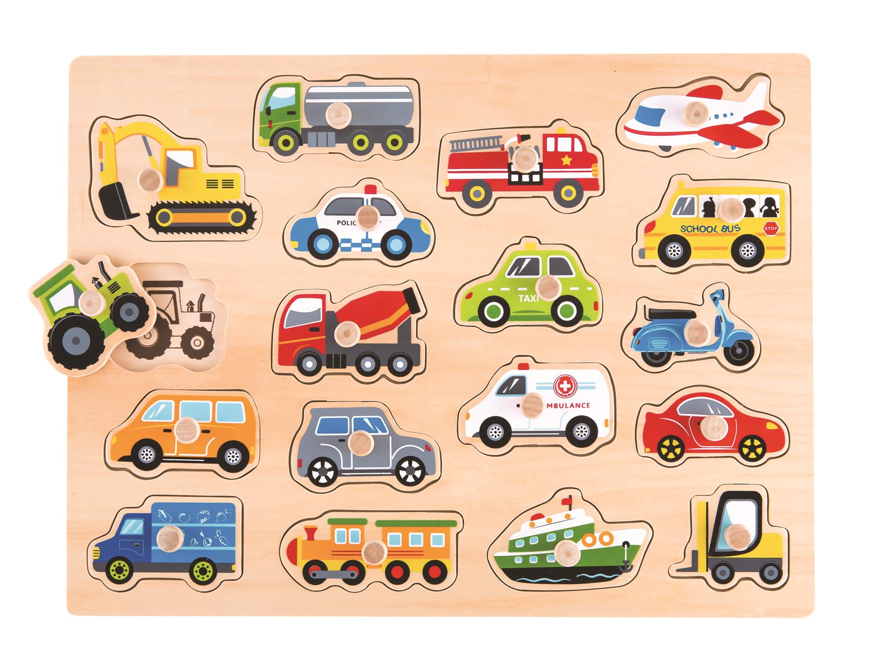 Lelin Large Wooden Transport Peg Puzzle