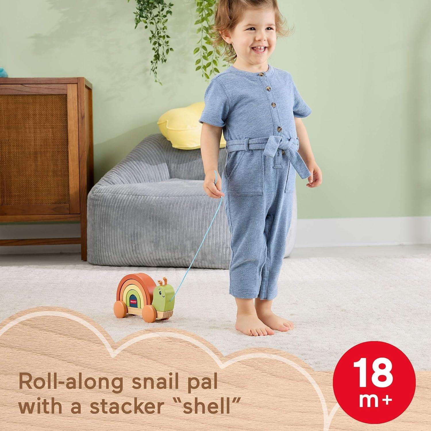 Fisher-Price Tiny Garden Wooden Pull-Along Stacking Snail Toddler