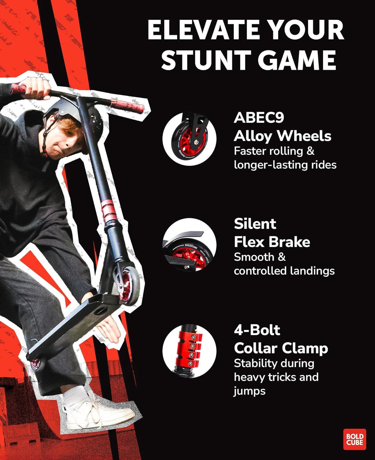 Boldcube Deluxe Stunt Scooter - Black Fire