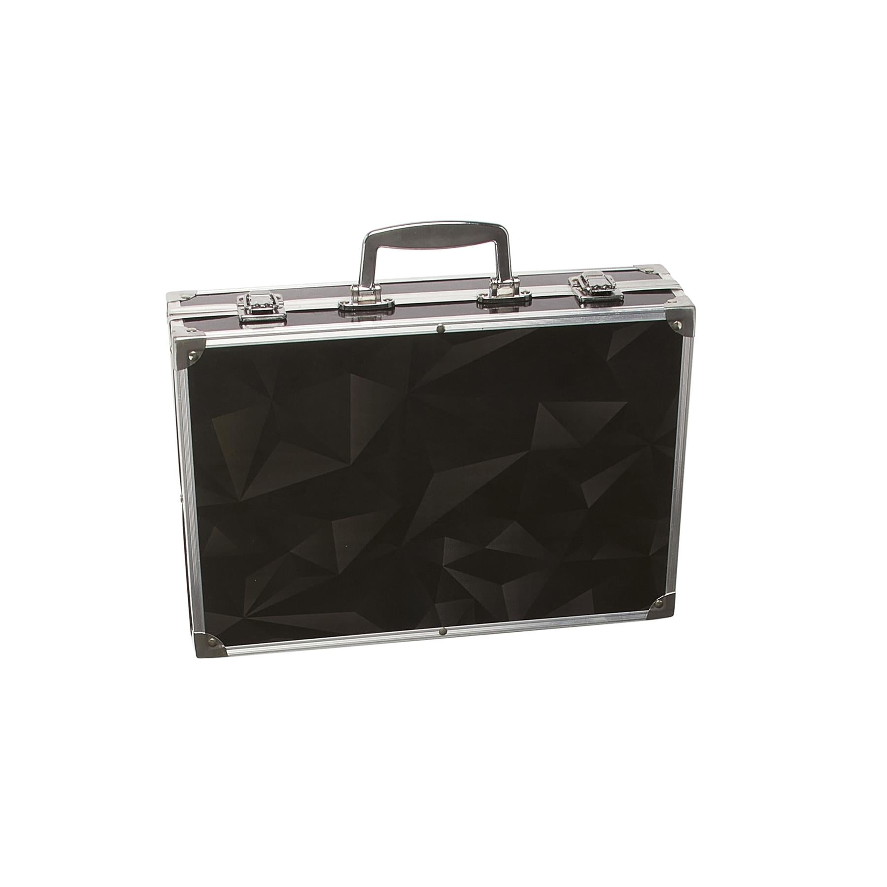 Toymania Mixed Media 163-Piece Kids Art Set with Black Geometric Metal Carry Case