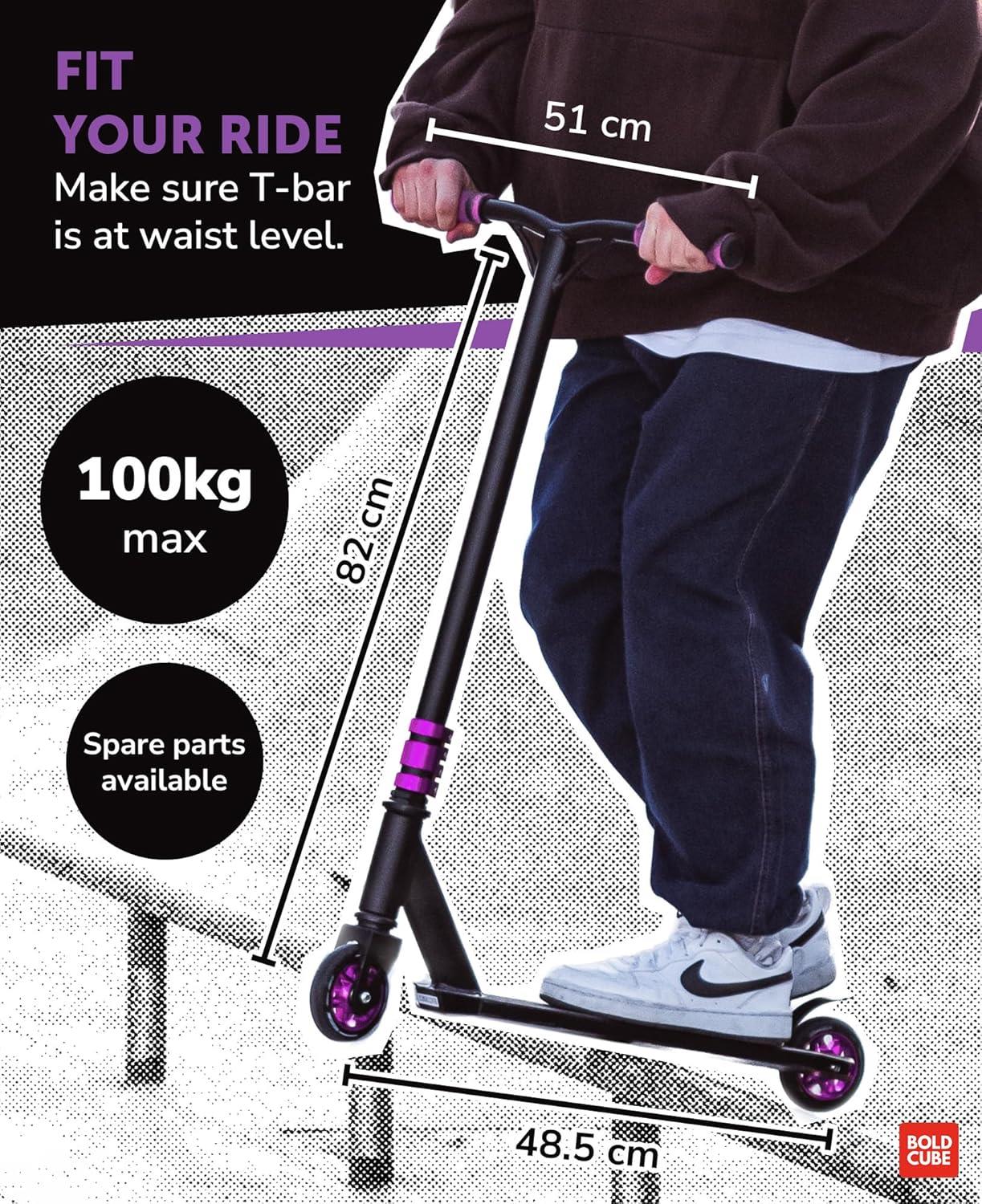 Boldcube Deluxe Stunt Scooter - Purple Stars