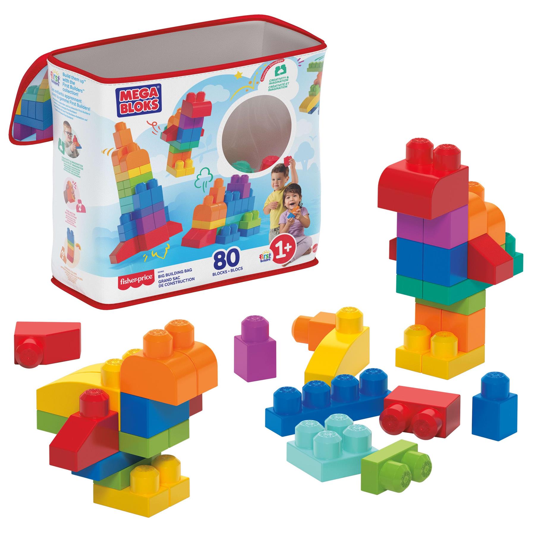 MEGA Bloks Big Building Bag 60 Piece - Blue