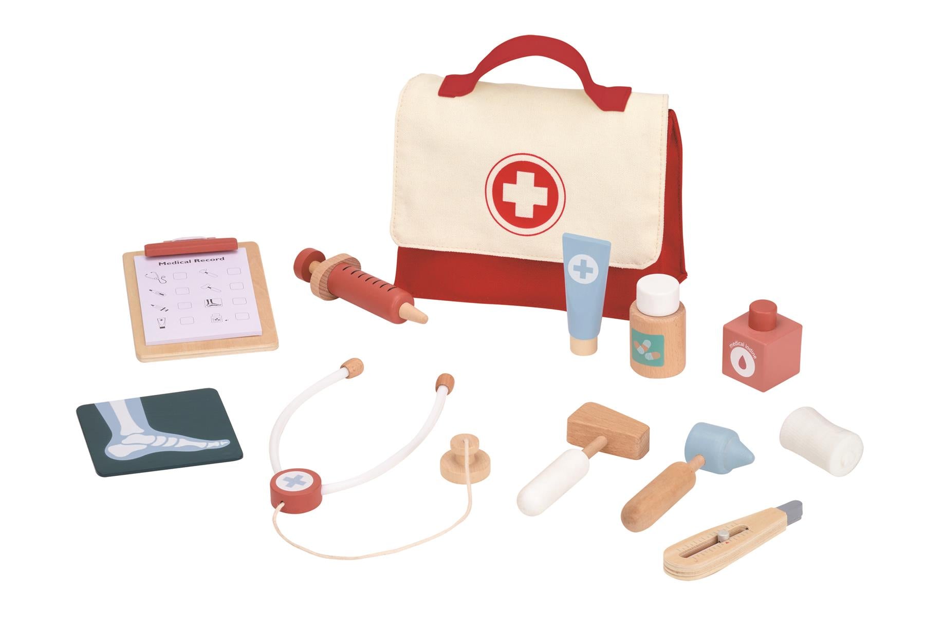 Lelin Wooden Doctor Set with Bag Playset