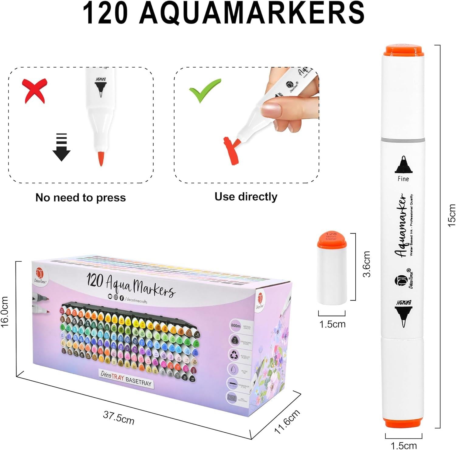 Deco Time 120 Aqua Markers in XXL Base Tray