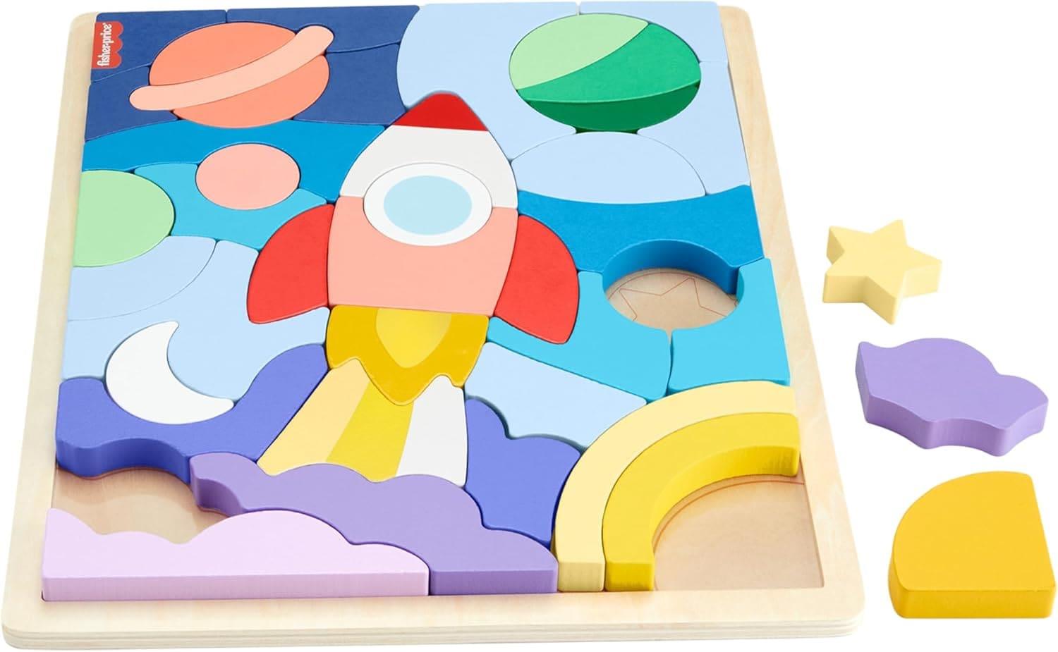 Fisher Price Wooden Space Blocks Puzzle