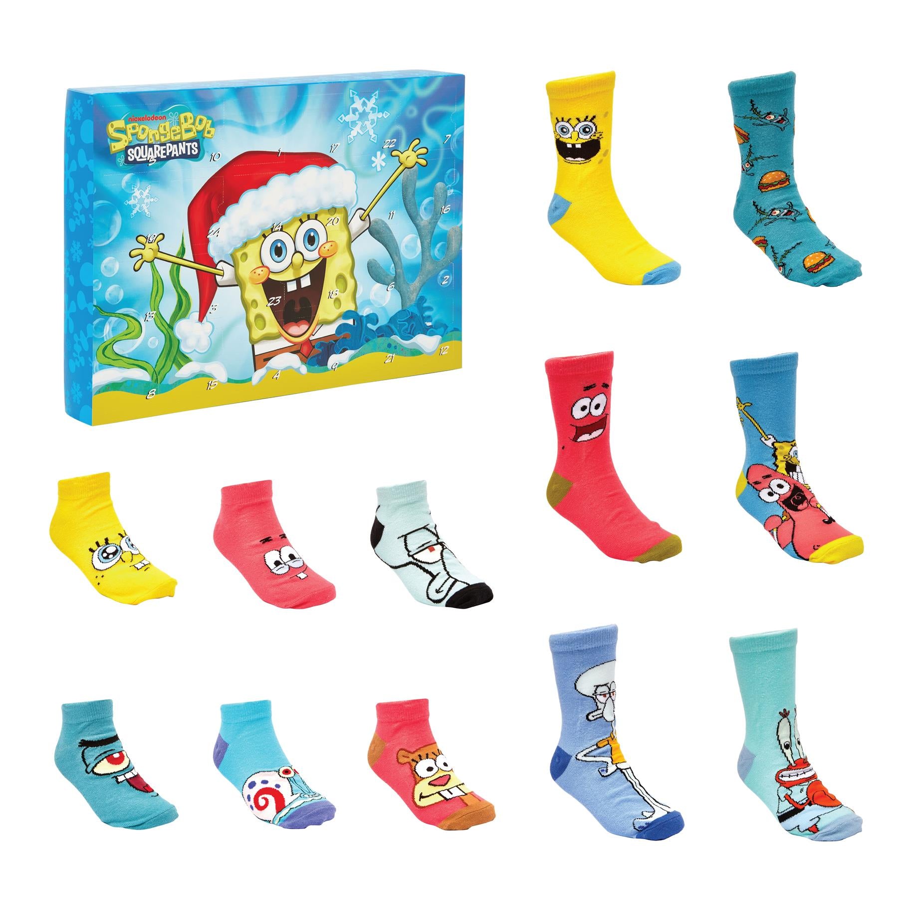 Spongebob 24-Day Sock Advent Calendar - 12 pairs
