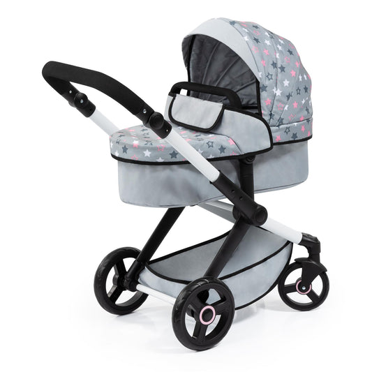 Bayer Dolls Pram Xeo - Pink and Grey stars