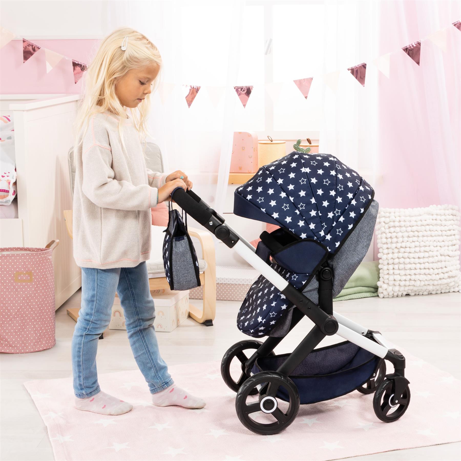 Bayer Xeo Doll Pram - Navy