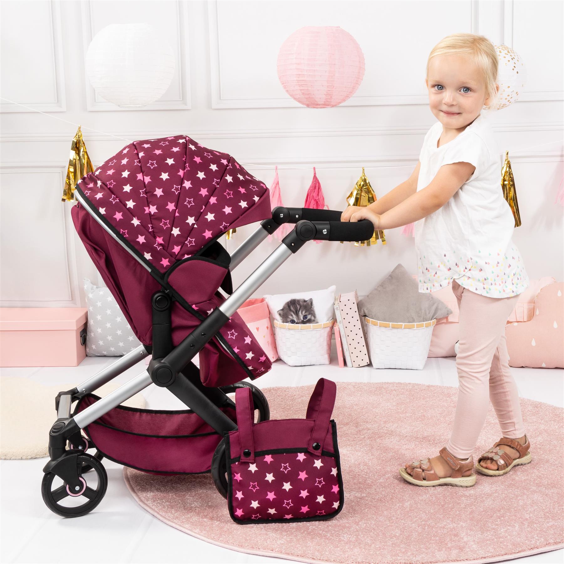 Bayer Dolls Pram Xeo - Burgundy